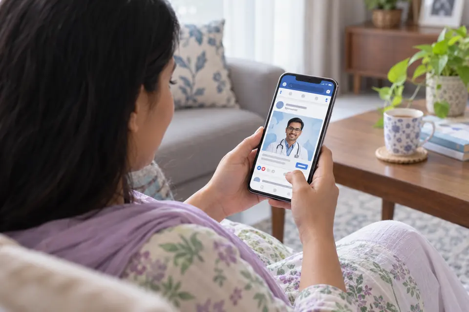 Physician sponsored social post viewed at home.