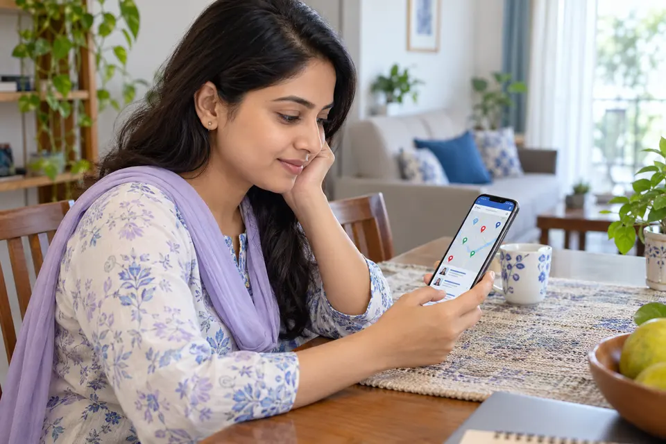 Local doctor search on a smartphone at home.