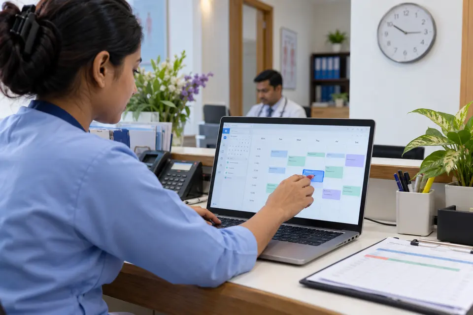 Chamber administrator adjusting doctor availability.