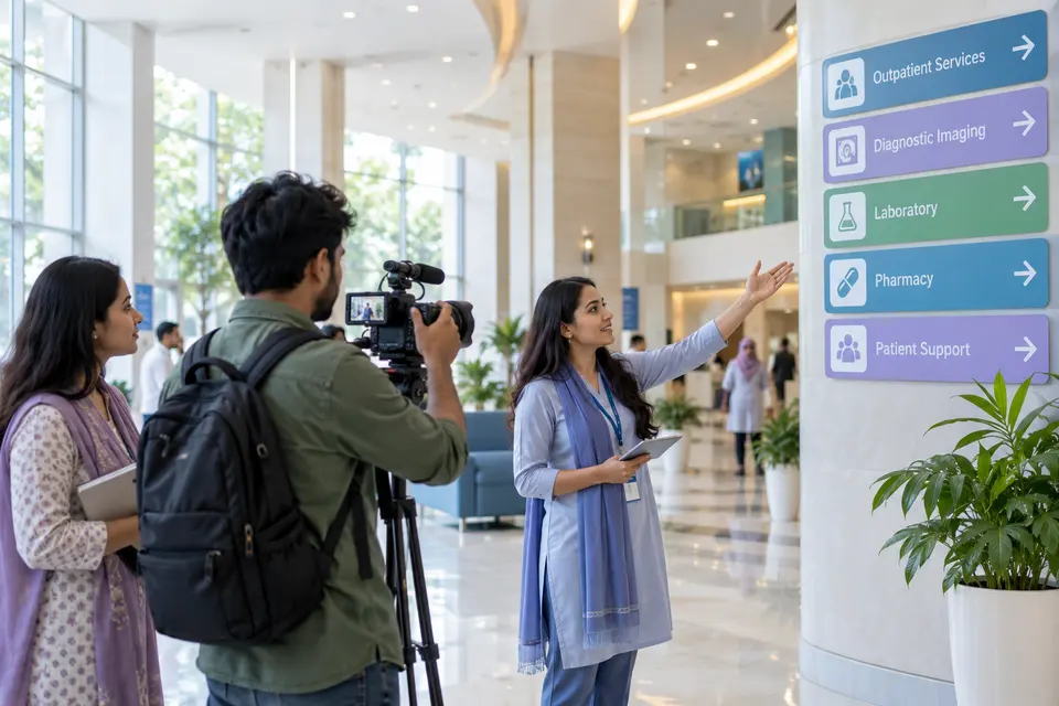 Hospital social content capture with a communications coordinator.