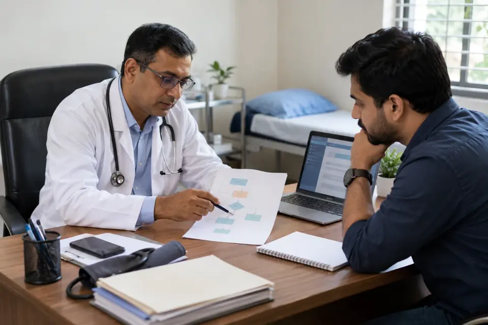 Doctor and specialist planning medical record handling Doctor and specialist planning medical record handling