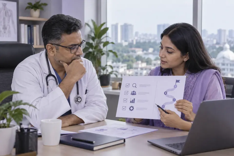 Doctor and strategist deciding whether an evidence based marketing audit is the right first step Doctor and strategist deciding whether an evidence based marketing audit is the right first step