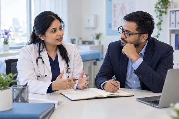 A Bangladeshi doctor and consultant discussing the needs of a healthcare organization.